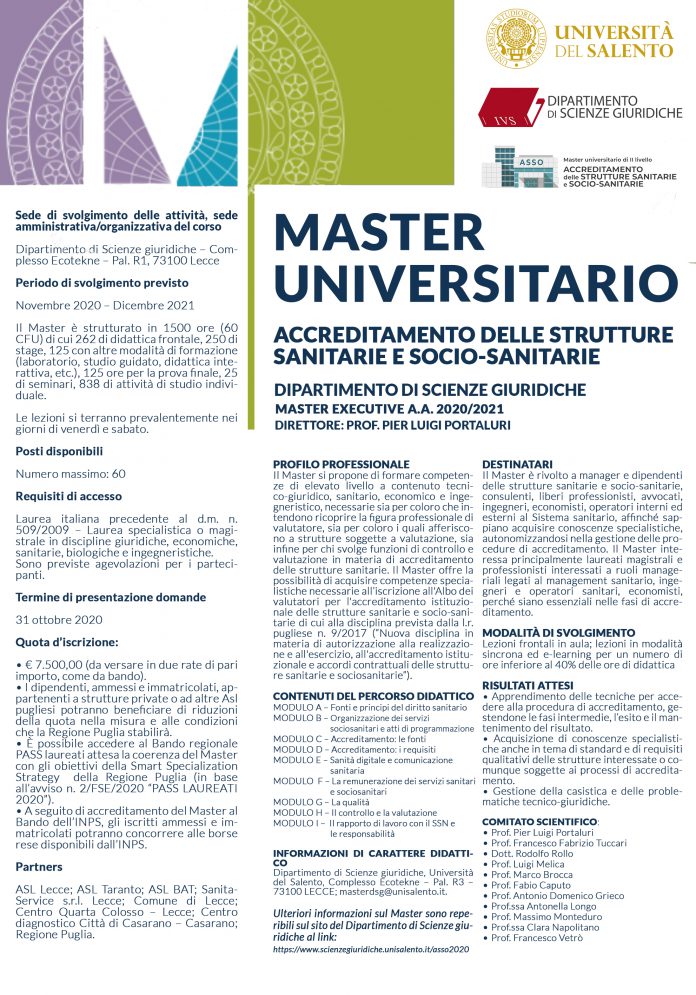 Dipartimento Di Scienze Giuridiche Di Unisalento E ASL Lecce Insieme ...